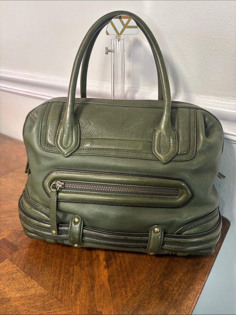 π₯Cole Haan Vintage green leather satchel with a structured, top handle design - Picture 16 of 16